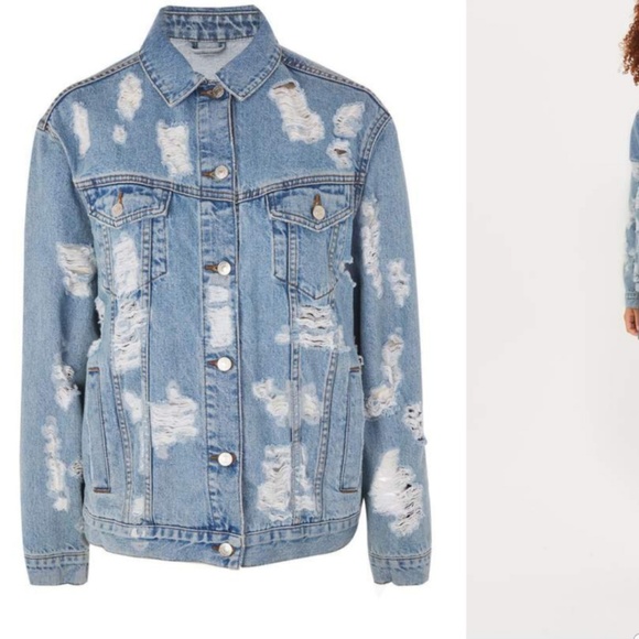 ✔SOLD!✔Topshop - Ripped Jean Jacket - Picture 3 of 5